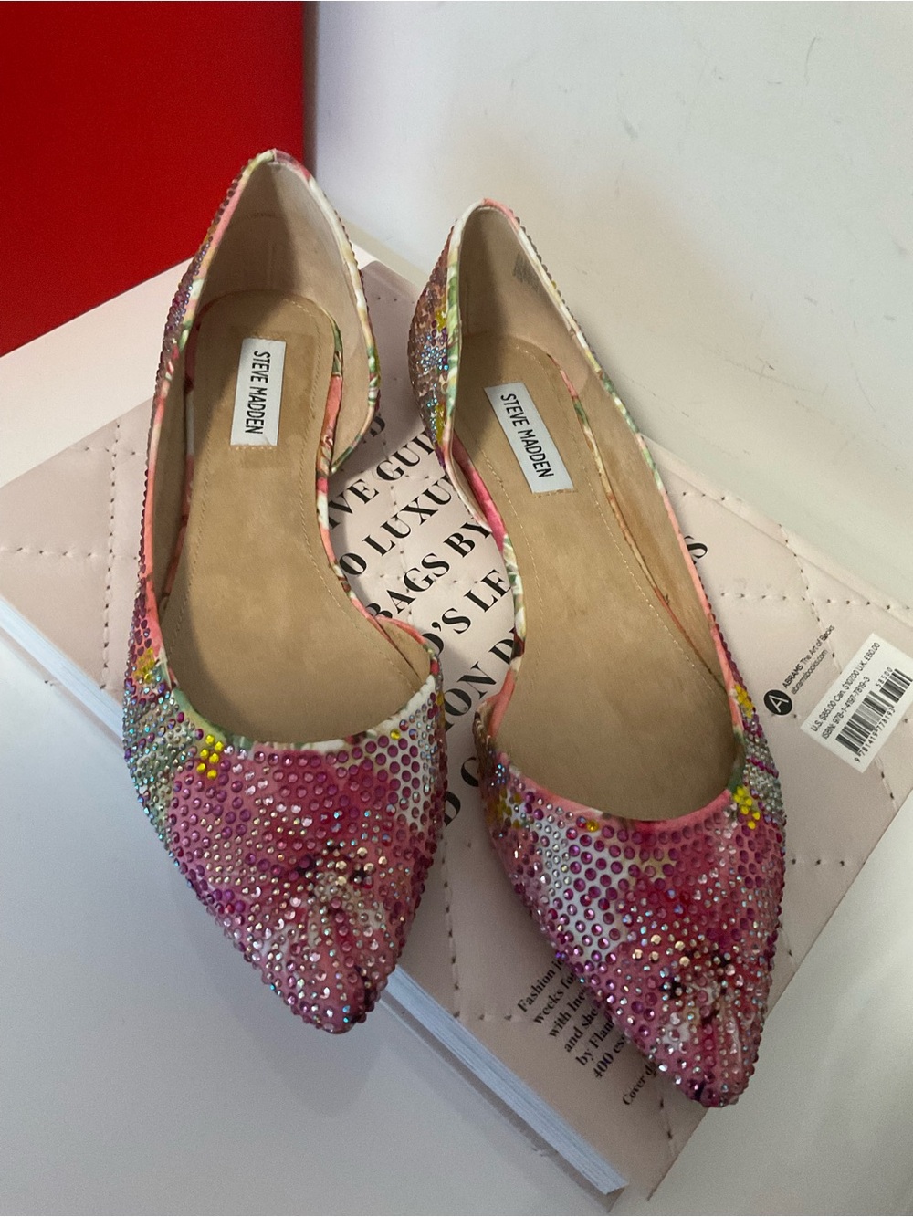 Steve Madden Pink Crystal Embellished Pointed-Toe Flats Size 10